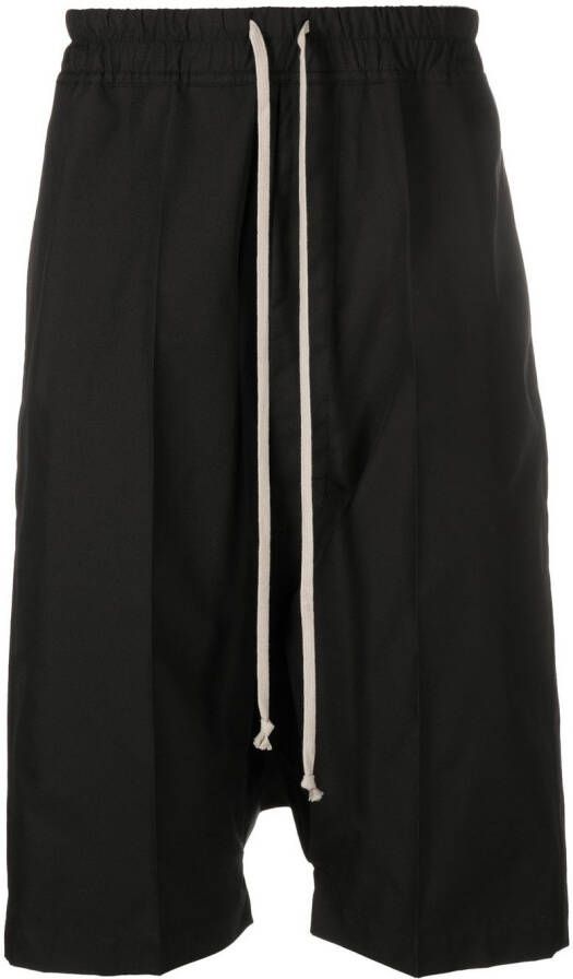 Rick Owens Shorts met verlaagd kruis Zwart