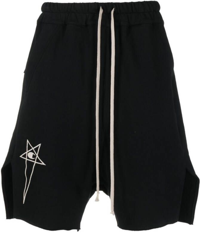 Rick Owens X Champion Shorts met geborduurd logo Zwart