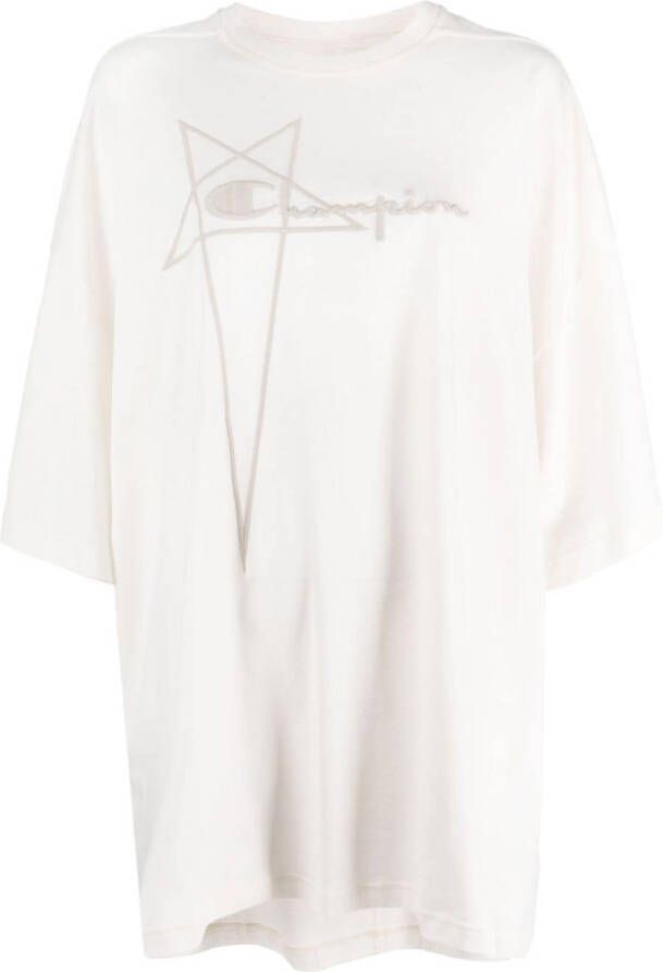 Rick Owens X Champion T-shirt met logo-reliëf Beige