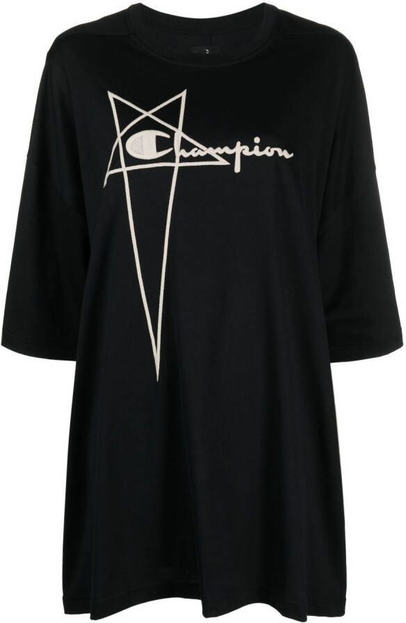 Rick Owens X Champion T-shirt met geborduurd logo Zwart