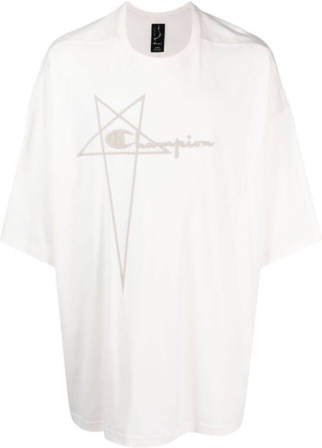 Rick Owens X Champion T-shirt met geborduurd logo Beige