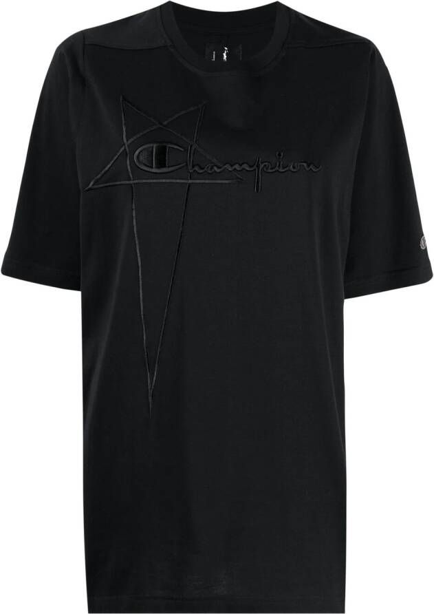 Rick Owens X Champion T-shirt met logoprint Zwart