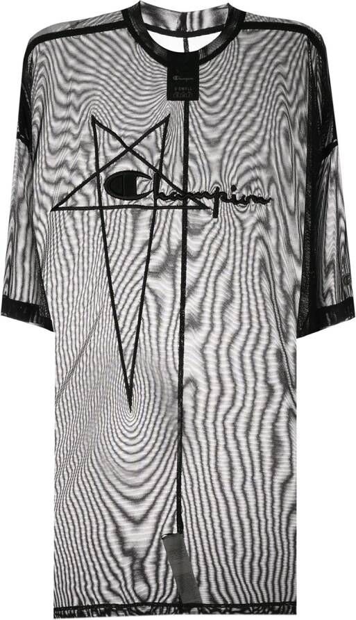 Rick Owens X Champion T-shirt met mesh Zwart