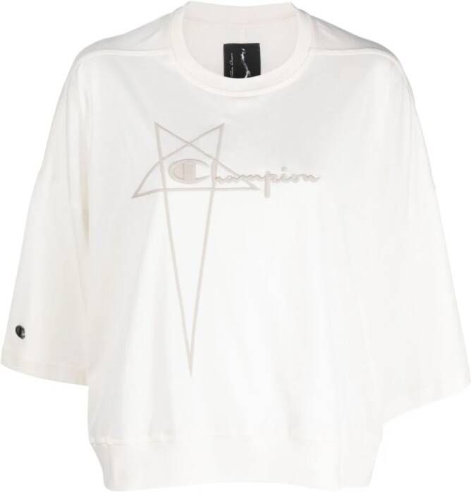 Rick Owens X Champion T-shirt met geborduurd logo Beige