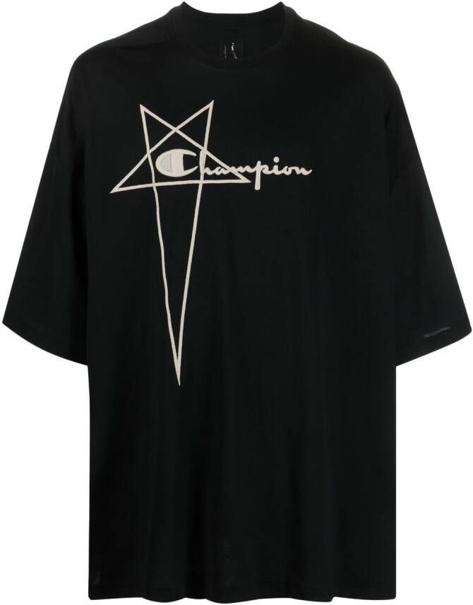 Rick Owens X Champion T-shirt met logoprint Zwart