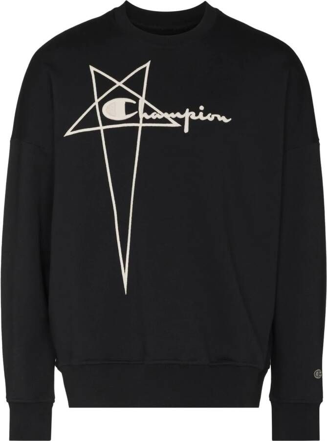 Rick Owens X Champion x Champion sweater met geborduurd logo Zwart