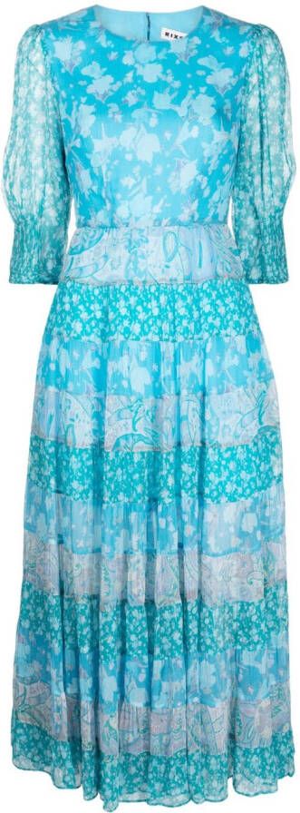 Rixo Agyness midi-jurk met bloemenprint Blauw