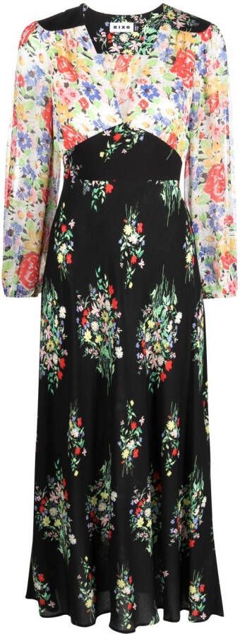 Rixo Jurk met bloemenprint Zwart