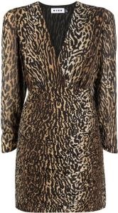 Rixo leopard-print V-neck dress Bruin