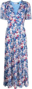Rixo Midi-jurk met bloemenprint Blauw
