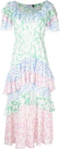 Rixo Midi-jurk met bloemenprint Wit