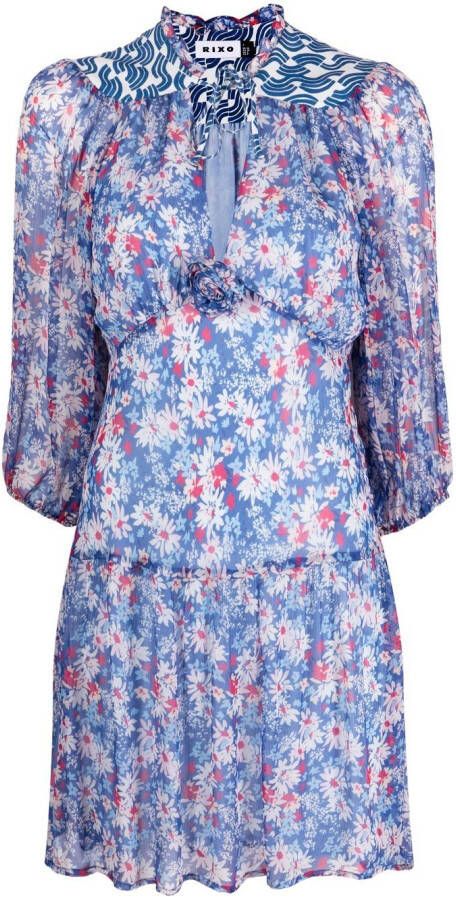 Rixo Mini-jurk met bloemenprint Blauw