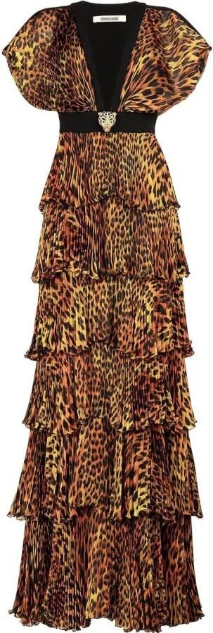 Roberto Cavalli Avondjurk met luipaardprint Zwart