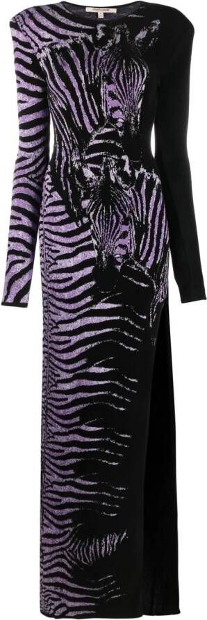 Roberto Cavalli Avondjurk met zijsplit Zwart
