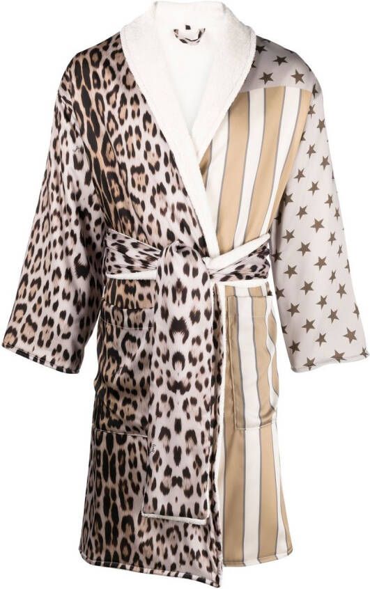 Roberto Cavalli Badjas met dierenprint Beige