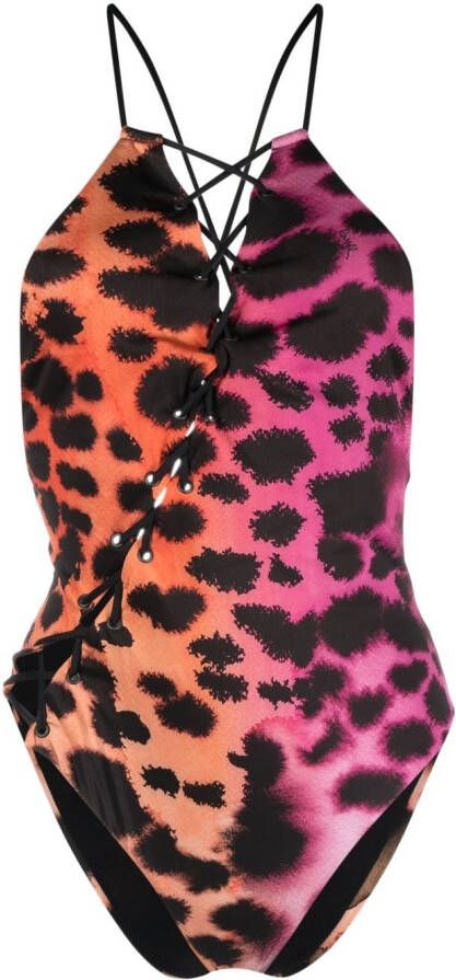 Roberto Cavalli Badpak met luipaardprint Roze