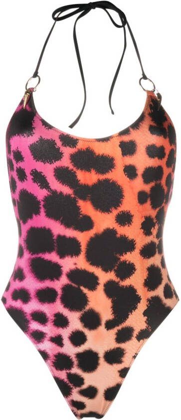 Roberto Cavalli Badpak met luipaardprint Roze