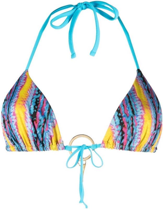 Roberto Cavalli Bikinitop met logo Blauw