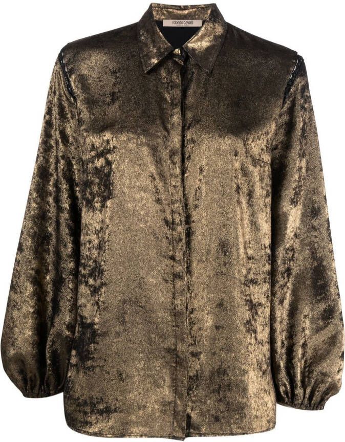 Roberto Cavalli Blouse met ballonmouwen Bruin