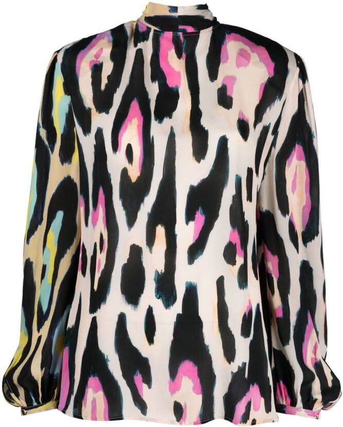 Roberto Cavalli Blouse met luipaardprint Beige