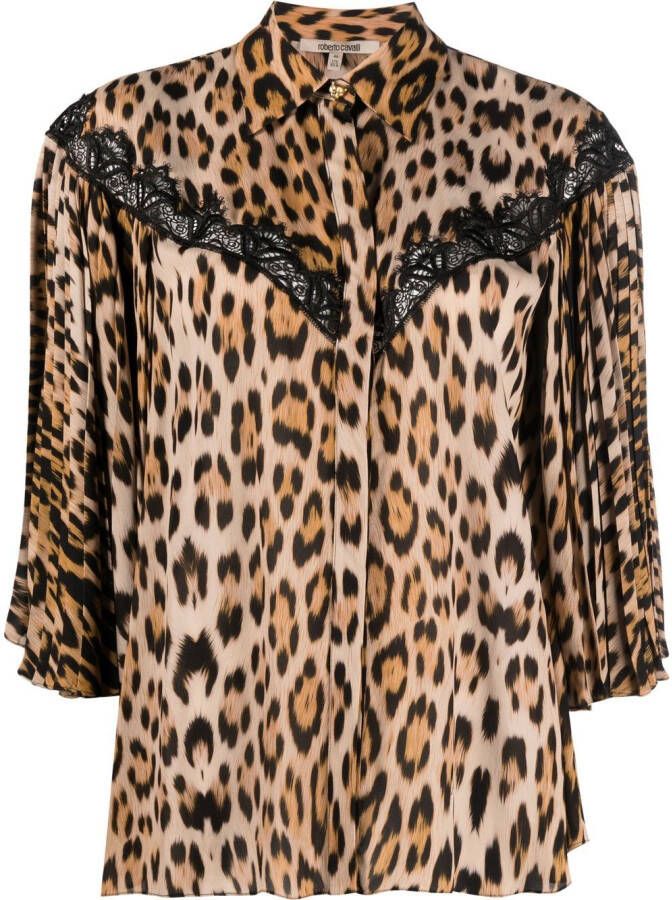 Roberto Cavalli Blouse met luipaardprint Beige