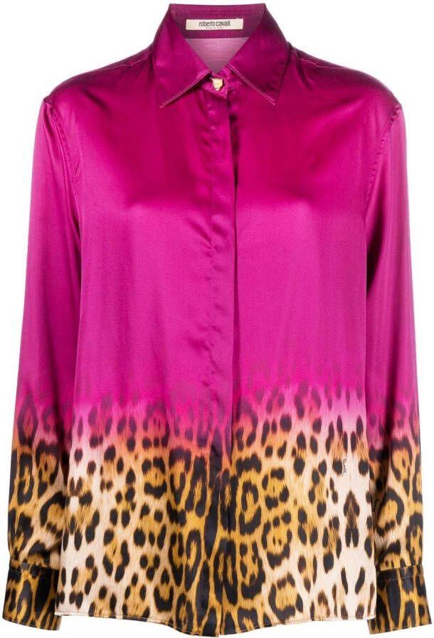 Roberto Cavalli Blouse met luipaardprint Roze