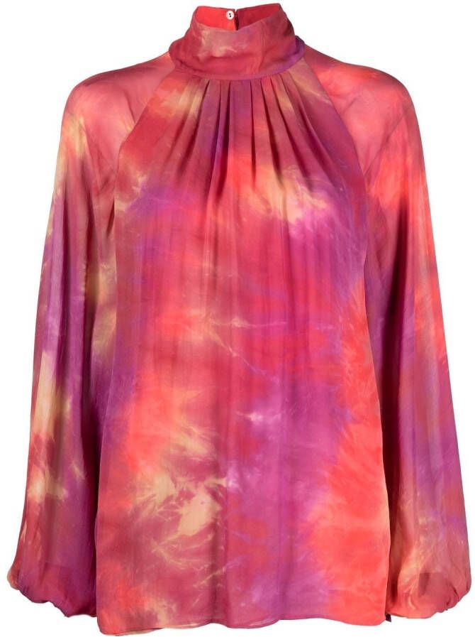 Roberto Cavalli Blouse met tie-dye print Roze