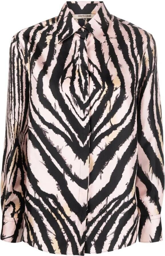 Roberto Cavalli Blouse met zebraprint Roze