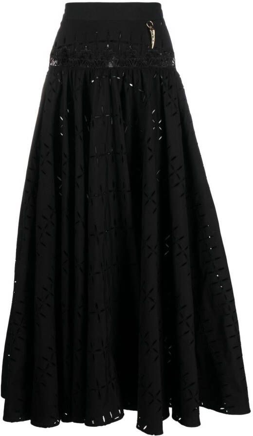 Roberto Cavalli Broderie anglaise midi-rok Zwart
