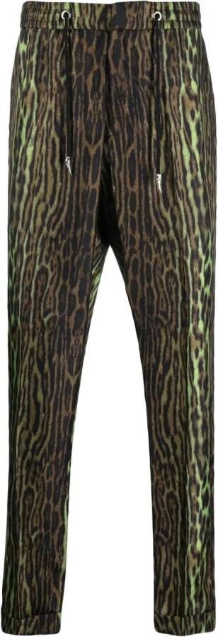 Roberto Cavalli Broek met luipaardprint Groen