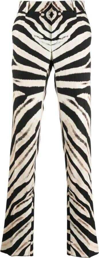 Roberto Cavalli Broek met zebraprint Zwart