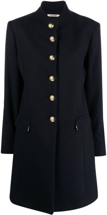 Roberto Cavalli Kraagloze jas Blauw