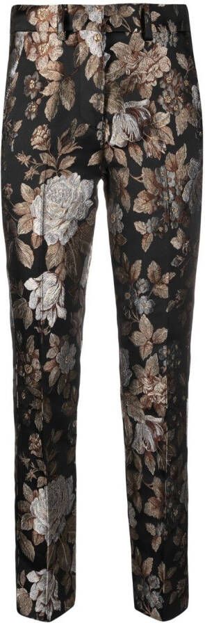 Roberto Cavalli Broek met geborduurde bloemen Bruin