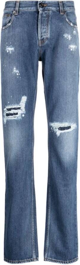 Roberto Cavalli Gerafelde jeans Blauw