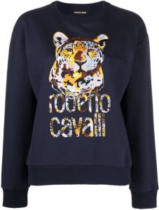Roberto Cavalli Sweater met grafische print Blauw