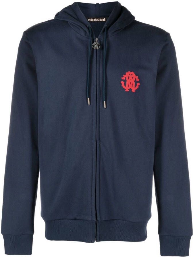 Roberto Cavalli Hoodie met logoprint Blauw