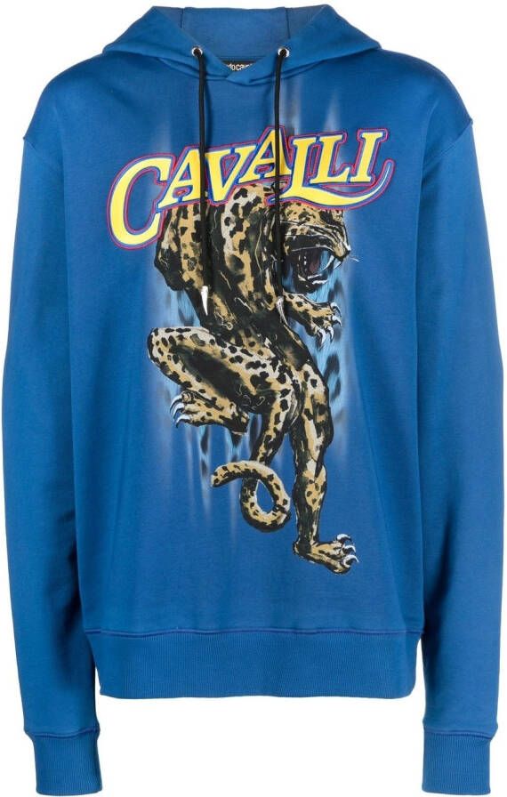 Roberto Cavalli Hoodie met logoprint Blauw