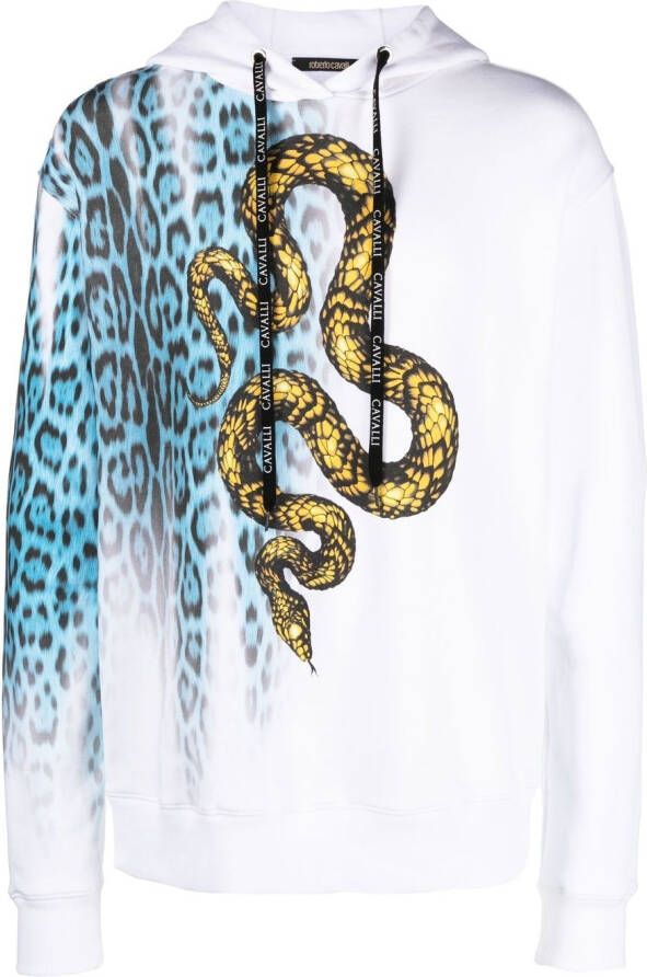 Roberto Cavalli Hoodie met trekkoord Wit