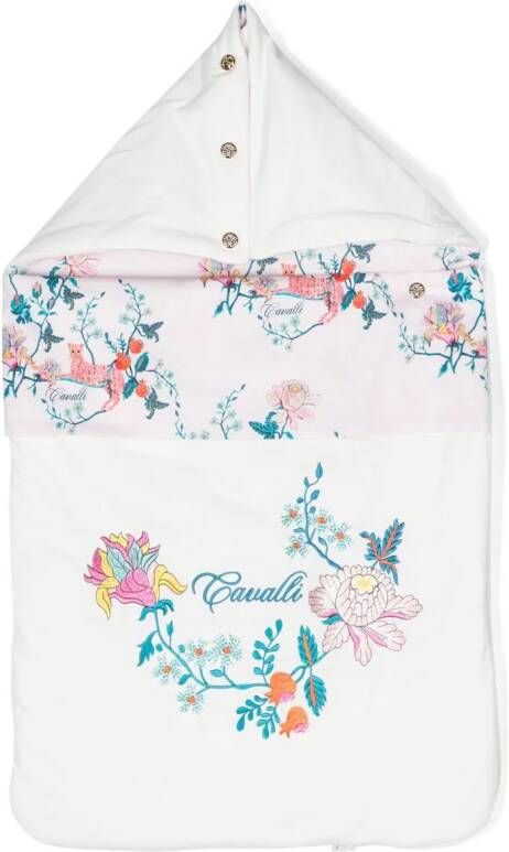 Roberto Cavalli Junior Babydeken met bloe print Wit