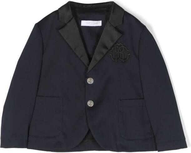 Roberto Cavalli Junior Blazer met monogrampatch Zwart