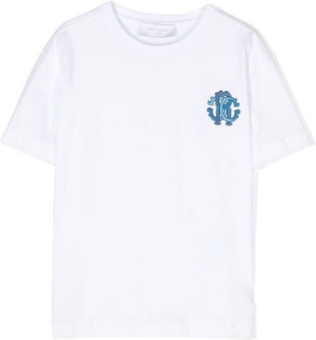 Roberto Cavalli Junior T-shirt met geborduurd logo Wit