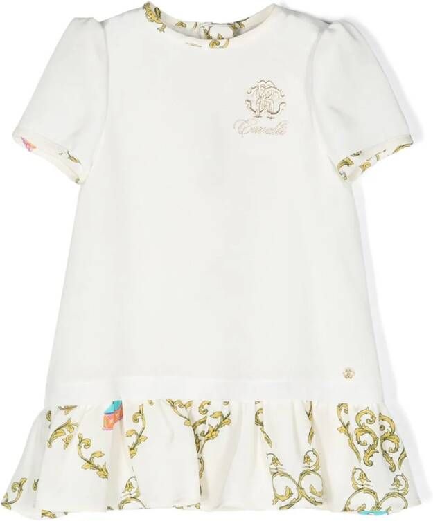Roberto Cavalli Junior Zijden jurk Wit