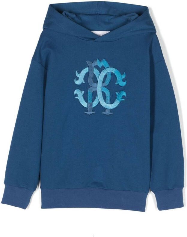 Roberto Cavalli Junior Hoodie met borduurwerk Blauw