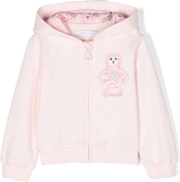 Roberto Cavalli Junior Hoodie met geborduurde beer Roze