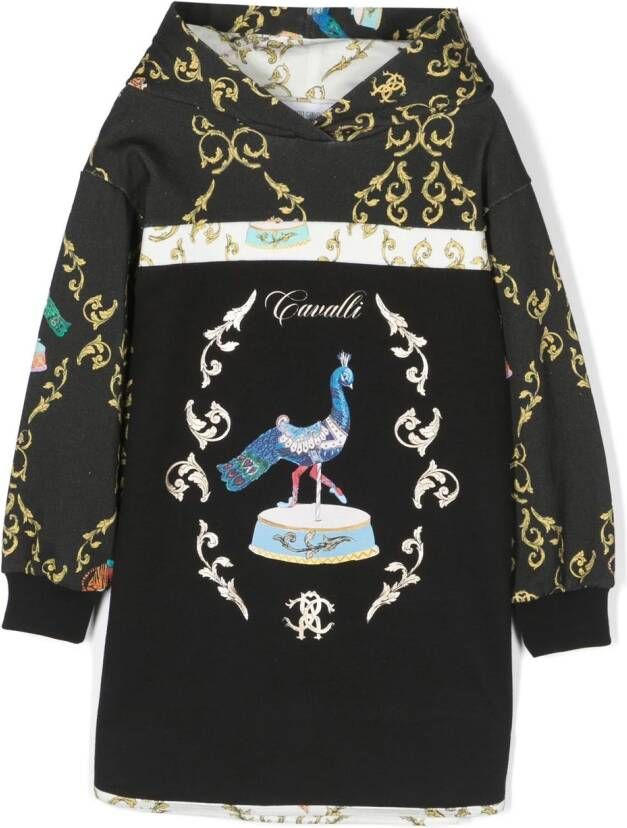 Roberto Cavalli Junior Hoodie met grafische print Zwart