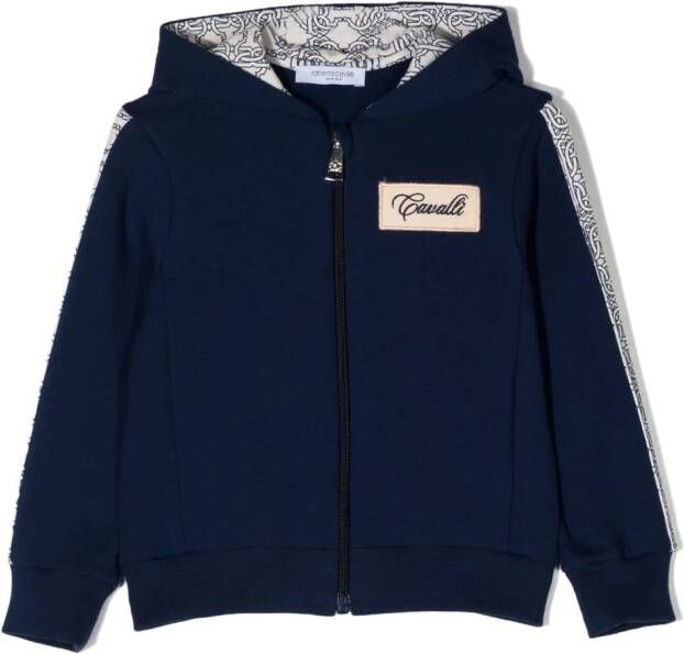 Roberto Cavalli Junior Hoodie met logopatch Blauw