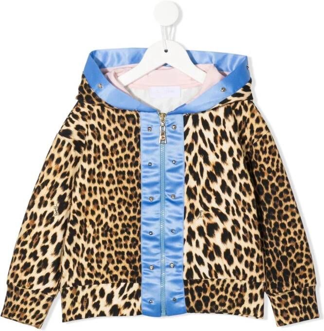 Roberto Cavalli Junior Hoodie met luipaardprint Bruin