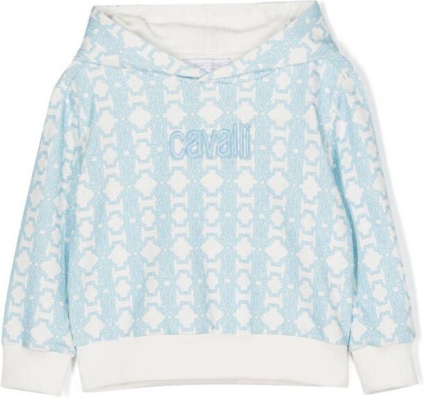 Roberto Cavalli Junior Hoodie met monogramprint Wit