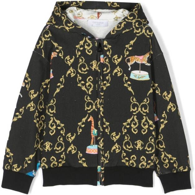 Roberto Cavalli Junior Hoodie met rits Zwart