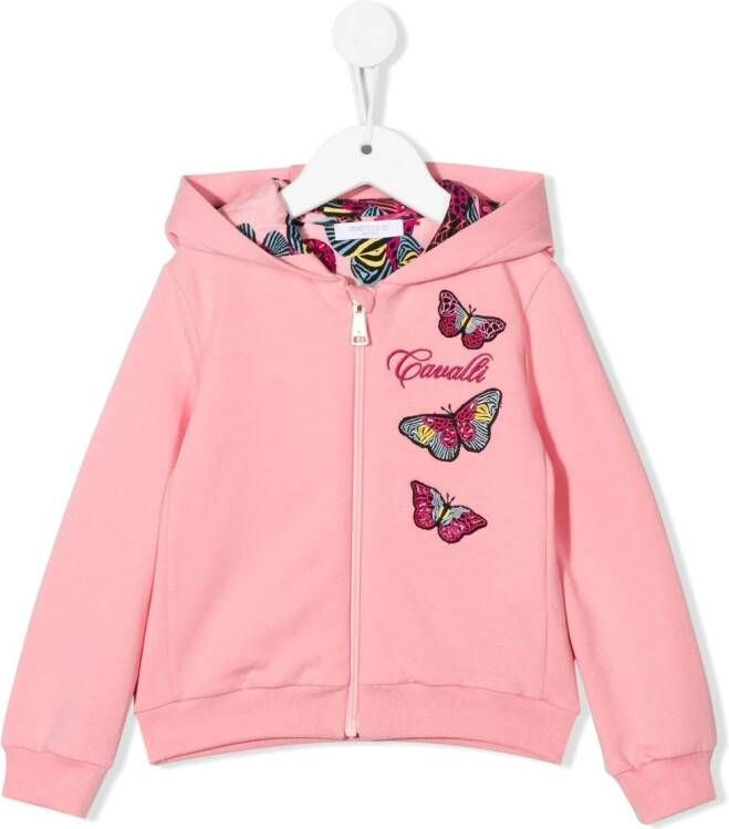 Roberto Cavalli Junior Hoodie met vlinder-applicatie Roze